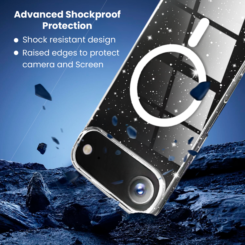 Entronix [Magnetic] Case Compatible with iPhone 17 Air - [Hard Back] Glitter Clear