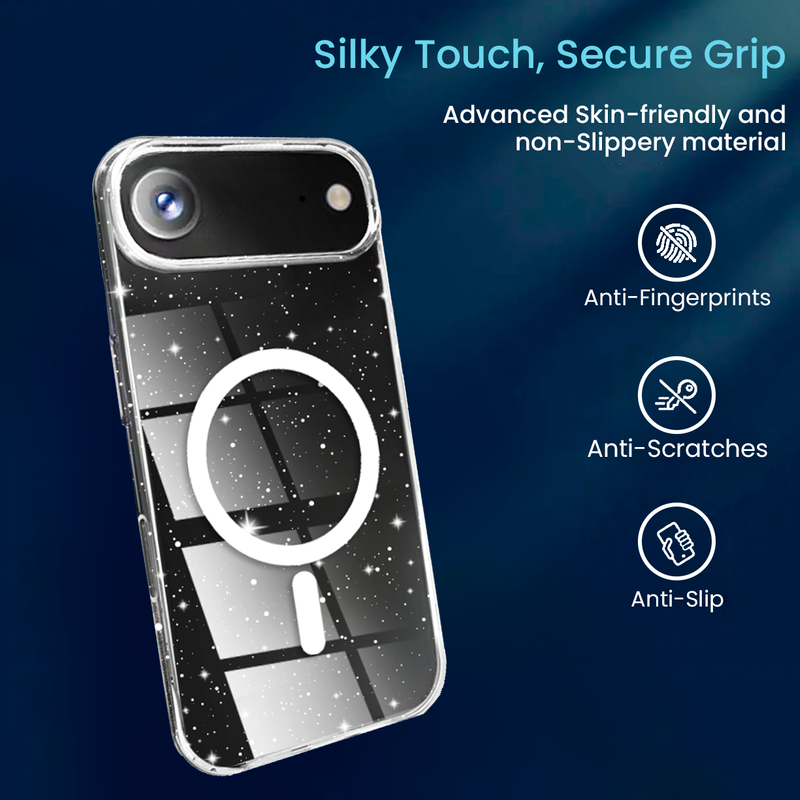 Entronix [Magnetic] Case Compatible with iPhone 17 Air - [Hard Back] Glitter Clear