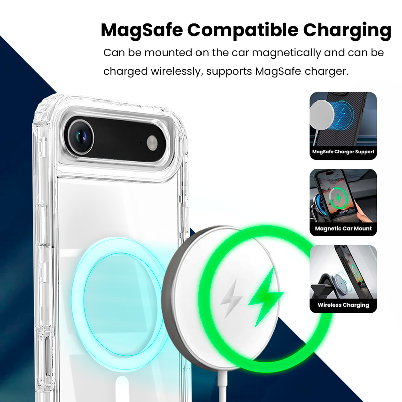 Entronix Bundle Compatible with iPhone 17 Air - [Magnetic] [Clear] Heavy Duty Case & 1 Clear Screen Protector - Entronix