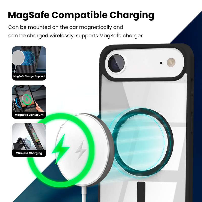 Entronix [Magnetic] Case Compatible with iPhone 17 Air - [Clear Back] Soft Matte Frame