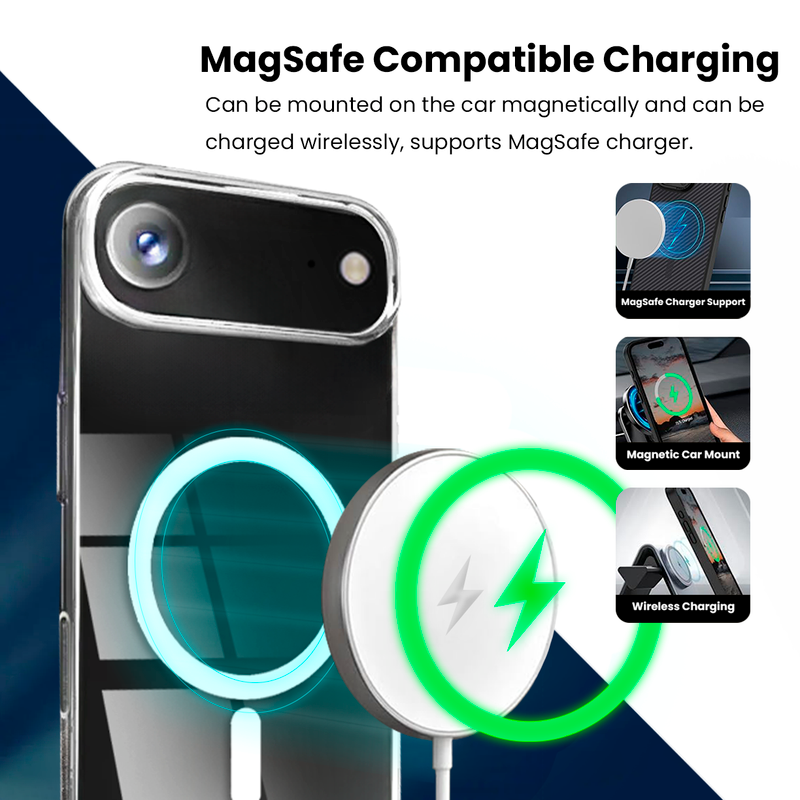 Entronix [Magnetic] Case Compatible with iPhone 17 Air - [Hard Back] Slim Clear