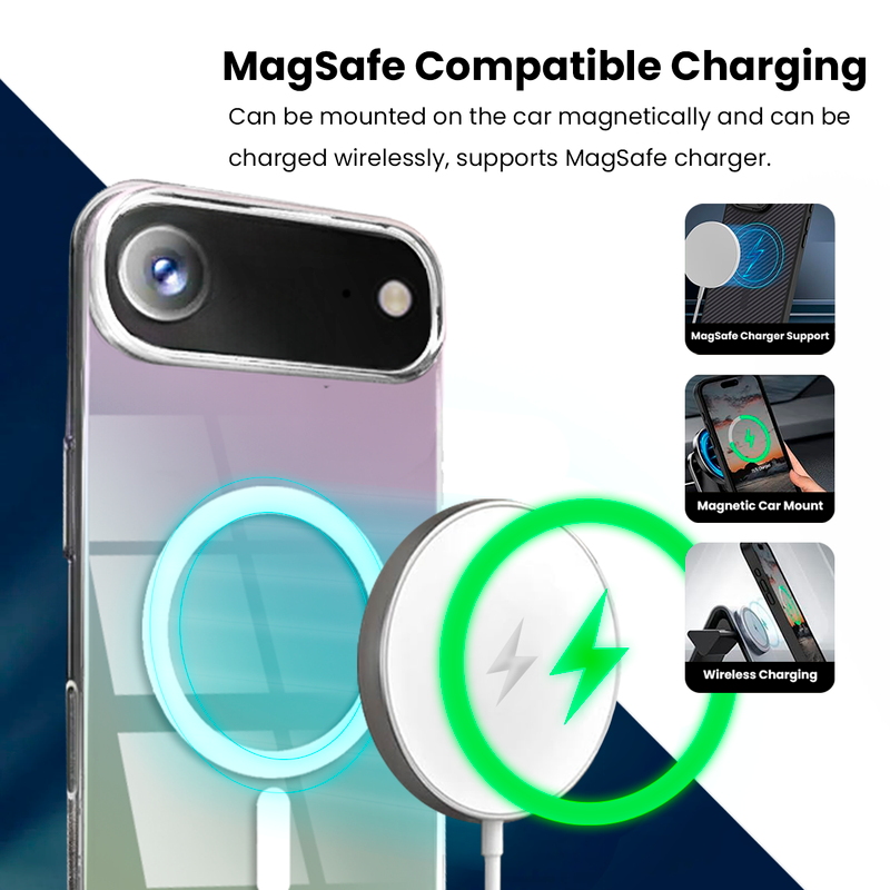 Entronix [Magnetic] Case Compatible with iPhone 17 Air - Holo Rainbow Clear