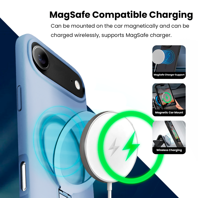 Entronix [Magnetic] Case Compatible with iPhone 17 Air - Soft-Touch Liquid Silicone Gripstand
