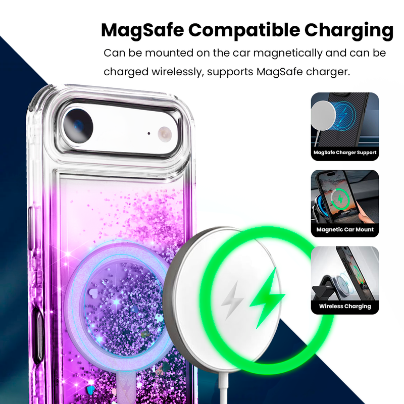 Entronix [Mangetic] Case Compatible with iPhone 17 Air - Liquid Glitter Triple-Layer Heavy Duty Protection