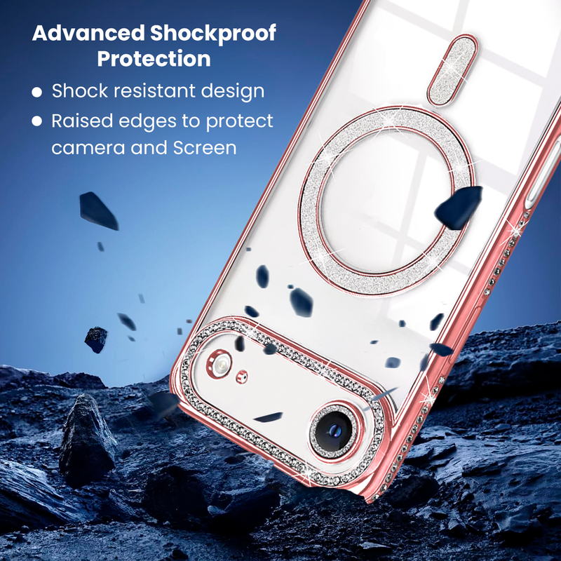 Entronix [Magnetic] Case Compatible with iPhone 17 Air - [Clear Back] Luxury Diamonds - Entronix
