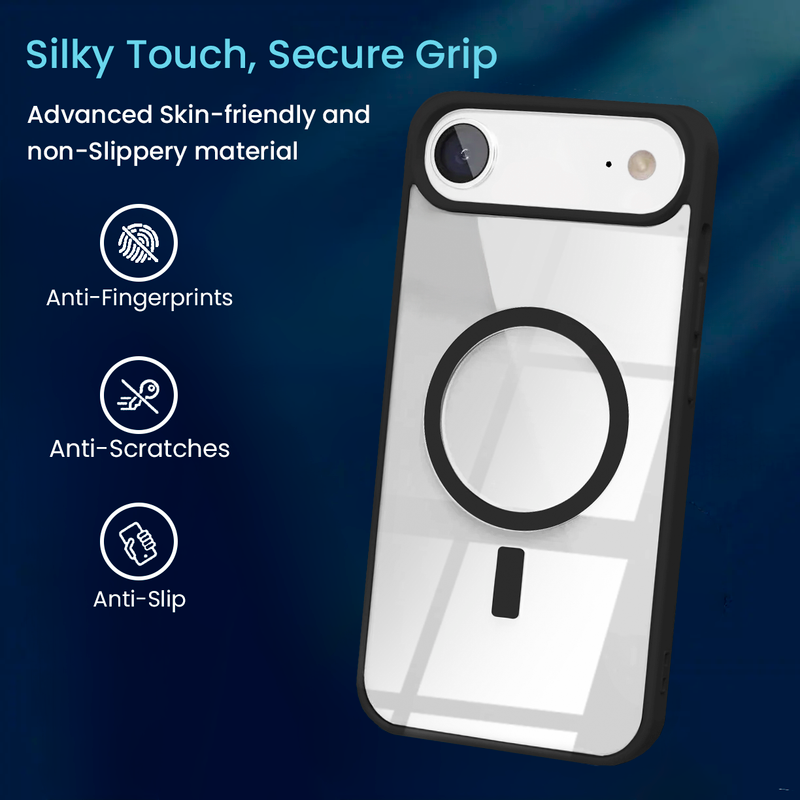 Entronix [Magnetic] Case Compatible with iPhone 17 Air - [Clear Back] Soft Matte Frame