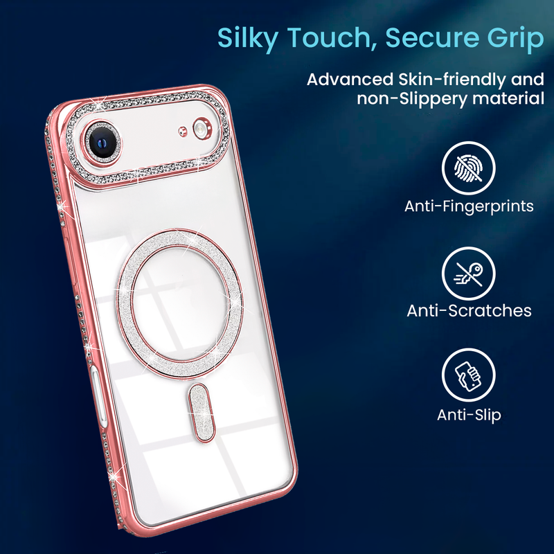 Entronix [Magnetic] Case Compatible with iPhone 17 Air - [Clear Back] Luxury Diamonds - Entronix