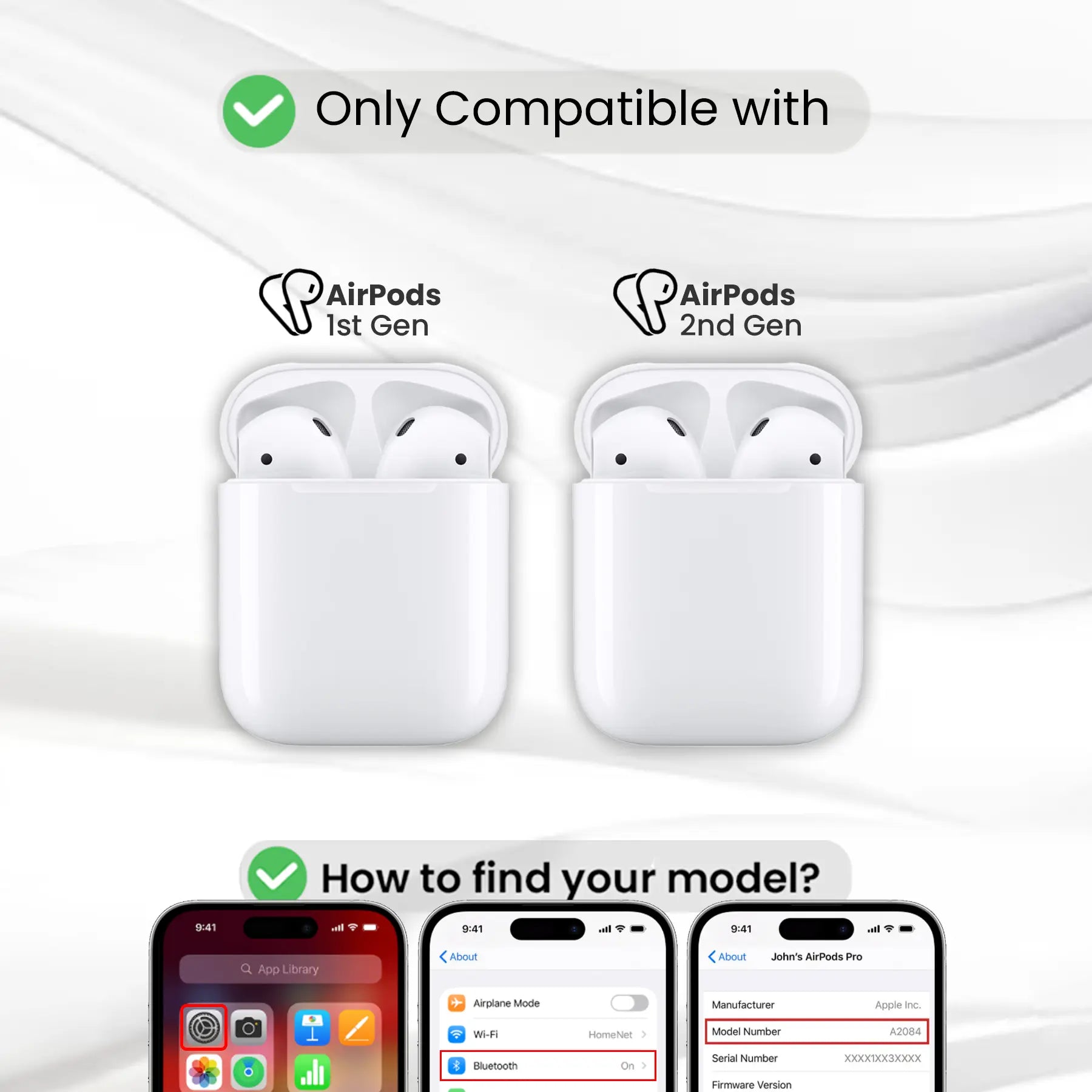 Entronix Case Compatible with AirPods 1st/2nd Gen - Soft-Touch Liquid Silicone