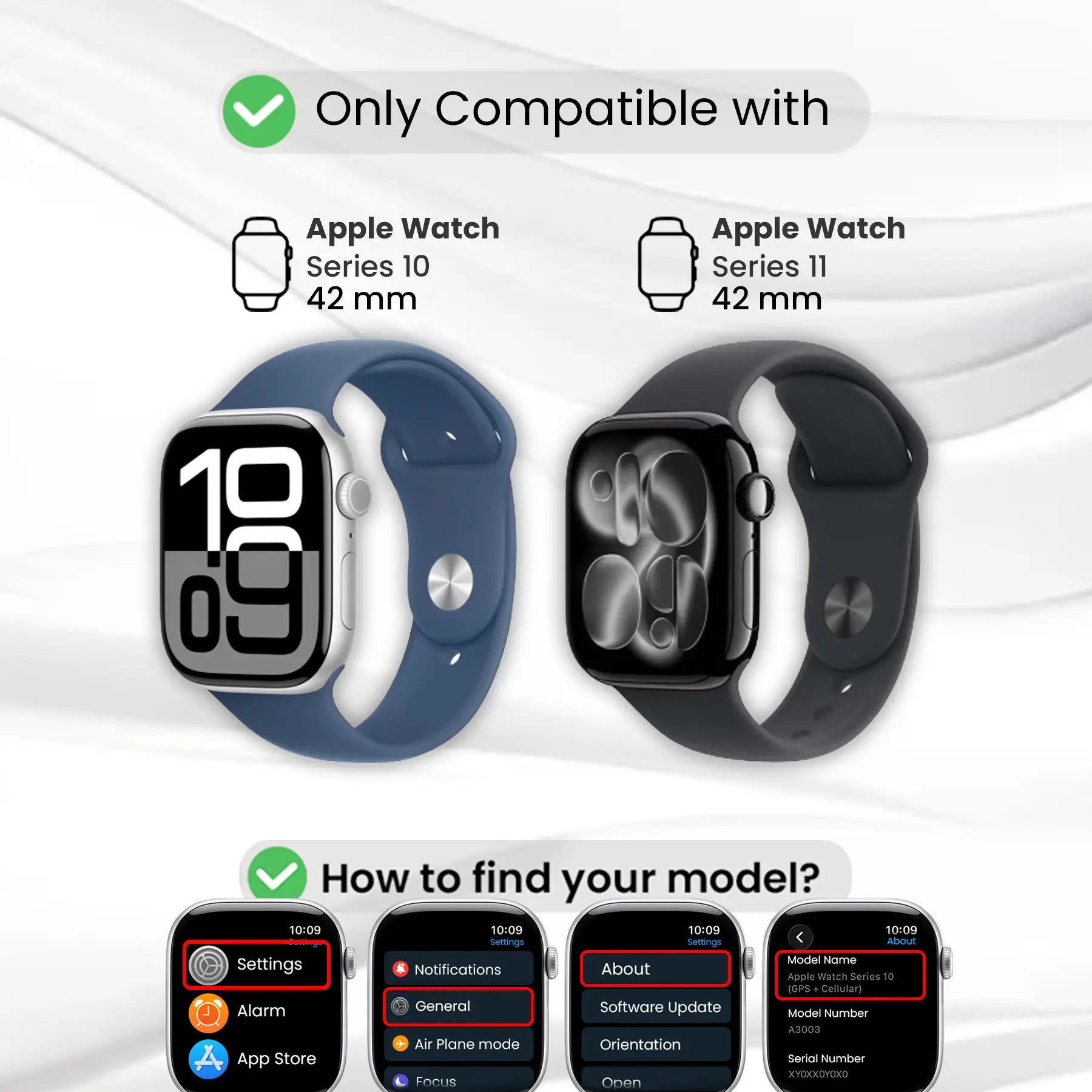 Entronix Case Compatible with iWatch Series 10, 42mm - Hard Cover w/ Built-In Screen Protector