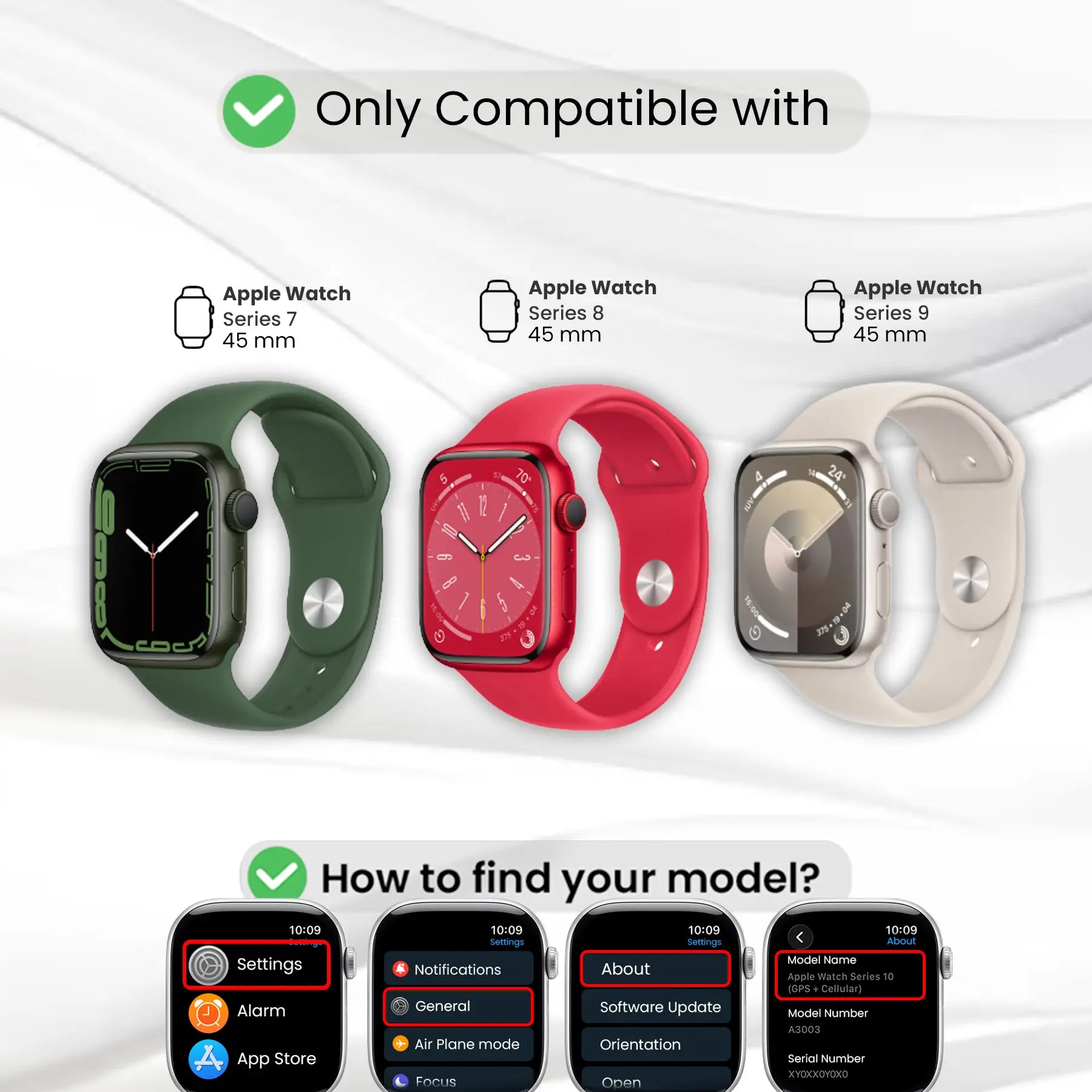 Entronix Case Compatible with iWatch Series 9/8/7, 45mm - Hard Cover w/ Built-In Screen Protector