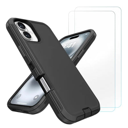 Entronix Bundle Compatible with iPhone 16 Plus - Heavy Duty Case & 2 Clear Screen Protectors - Entronix