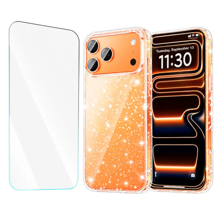 Entronix Bundle Compatible with iPhone 17 Pro Max - [Hard] Glitter Clear Case & 1 Clear Screen Protector - Entronix