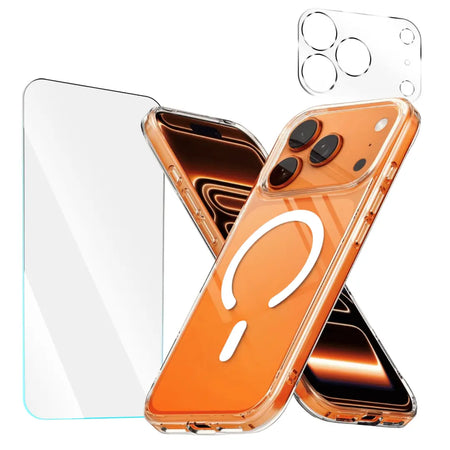 Entronix Bundle Compatible with iPhone 17 Pro Max - [Magnetic] Clear Case, 1 Clear Screen Protector & 1 Camera Lens Protector - Entronix