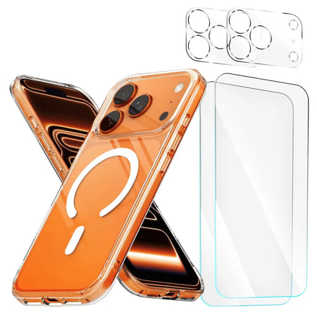 Entronix Bundle Compatible with iPhone 17 Pro Max - [Magnetic] Clear Case, 2 Clear Screen Protectors & 2 Camera Lens Protectors - Entronix