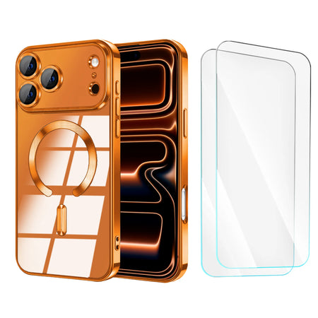 Entronix Bundle Compatible with iPhone 17 Pro Max - [Magnetic] Luxury Glossy Case & 2 Clear Screen Protectors - Entronix