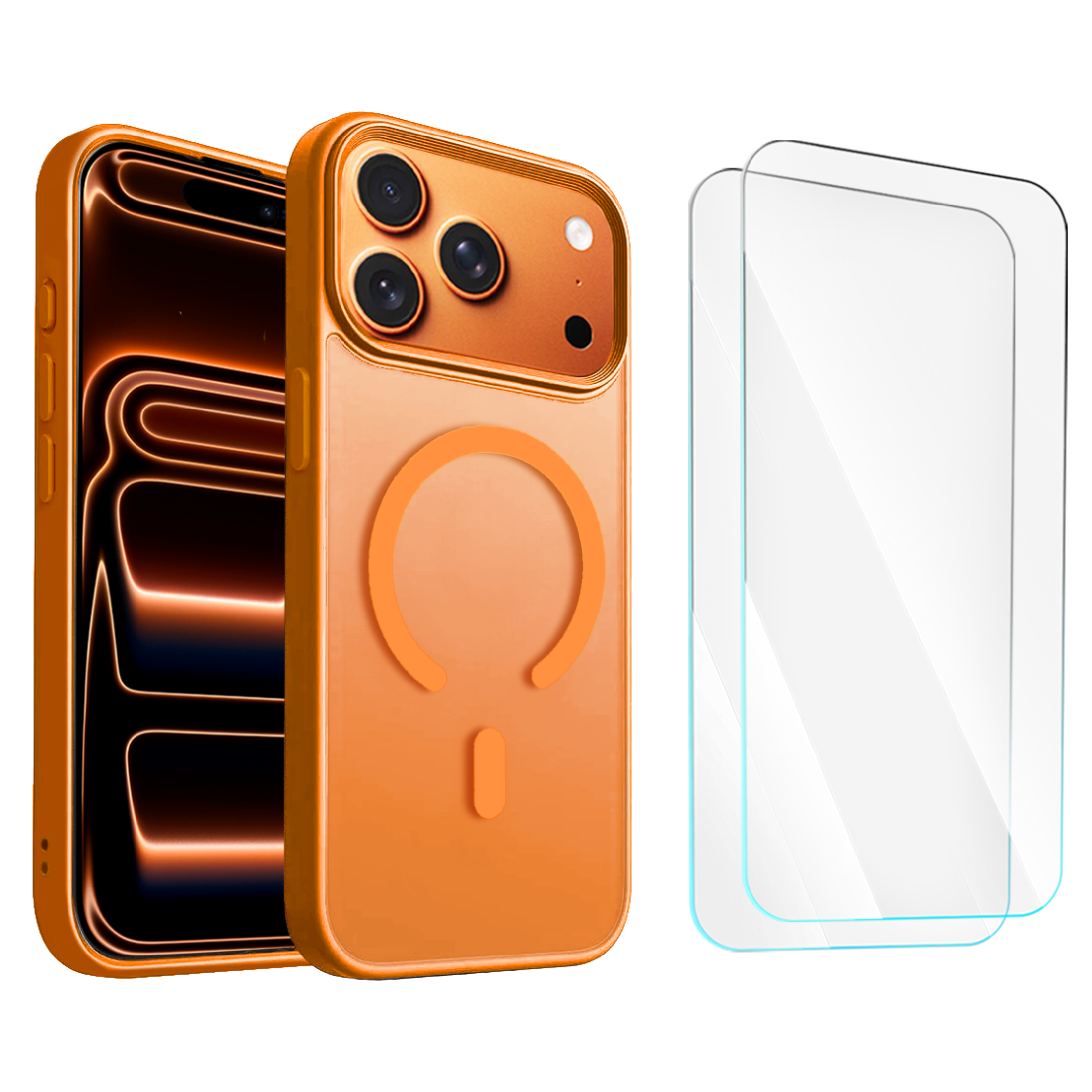 Entronix Bundle Compatible with iPhone 17 Pro Max - [Magnetic] Translucent Matte Case & 2 Clear Screen Protectors - Entronix