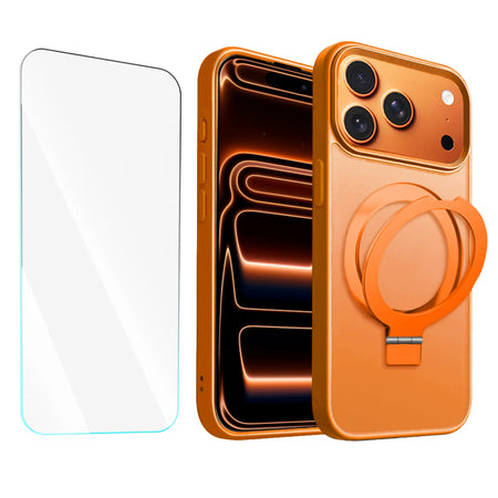 Entronix Bundle Compatible with iPhone 17 Pro Max - [Magnetic] Translucent Matte Gripstand Case & 1 Clear Screen Protector - Entronix