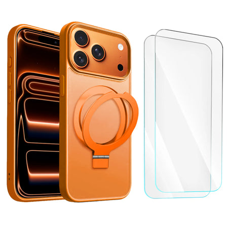 Entronix Bundle Compatible with iPhone 17 Pro Max - [Magnetic] Translucent Matte Gripstand Case & 2 Clear Screen Protectors - Entronix