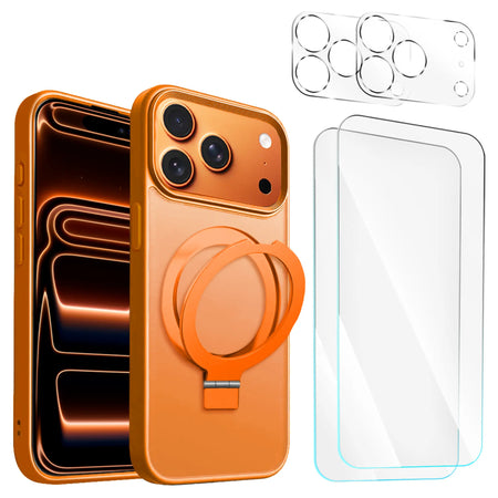 Entronix Bundle Compatible with iPhone 17 Pro Max - [Magnetic] Translucent Matte Gripstand Case, 2 Clear Screen Protectors & 2 Camera Lens Protectors - Entronix