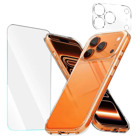 Entronix Bundle Compatible with iPhone 17 Pro Max - [Hard] Clear Case, 1 Clear Screen Protector & 1 Camera Lens Protector - Entronix