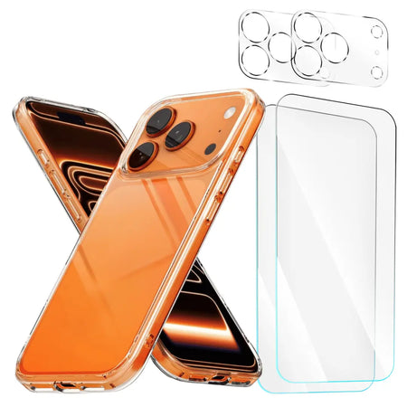 Entronix Bundle Compatible with iPhone 17 Pro Max - [Hard] Clear Case, 2 Clear Screen Protector & 2 Camera Lens Protectors - Entronix