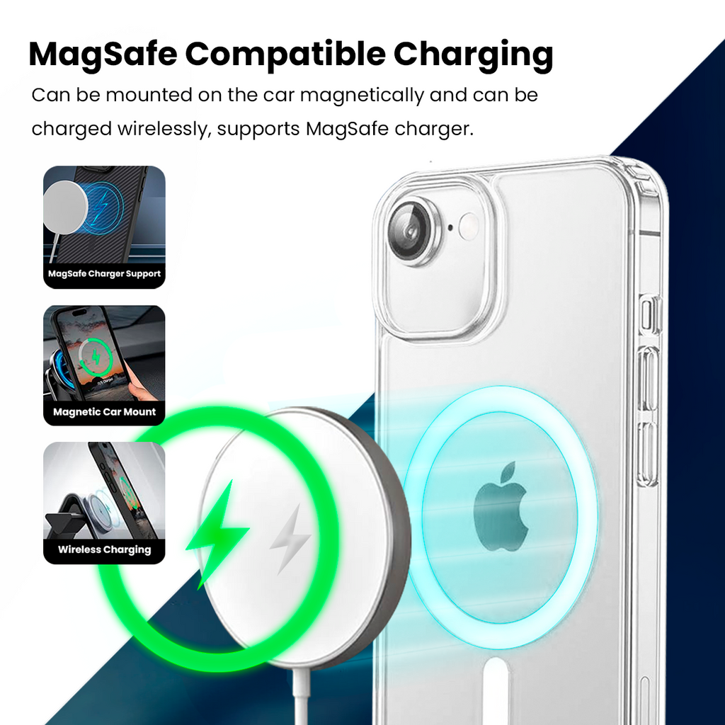 Entronix [Magnetic] Case Compatible with iPhone 16E - [Hard Back] Glitter Clear