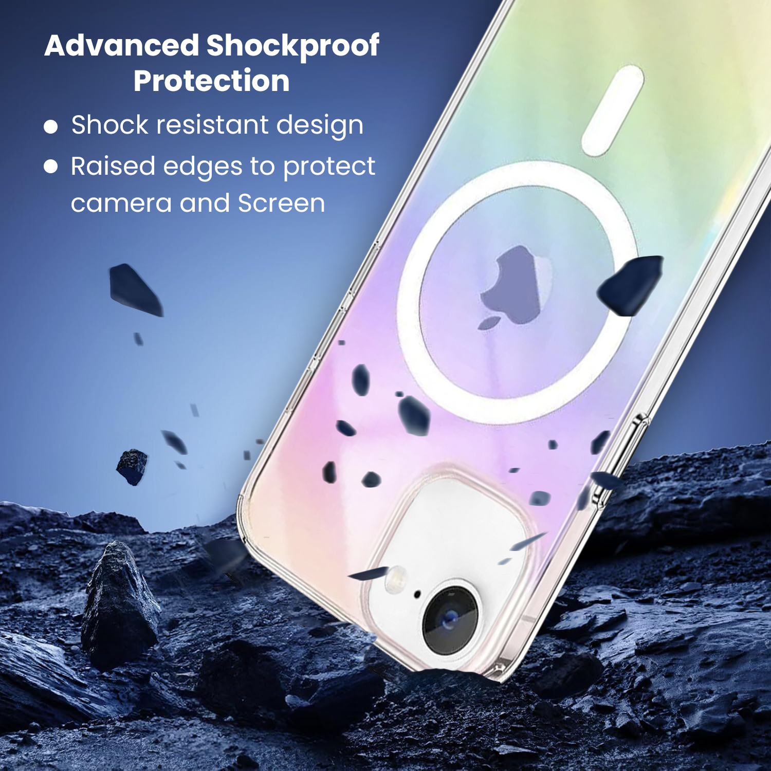 Entronix [Magnetic] Case Compatible with iPhone 16E - Holo Rainbow Clear - Entronix