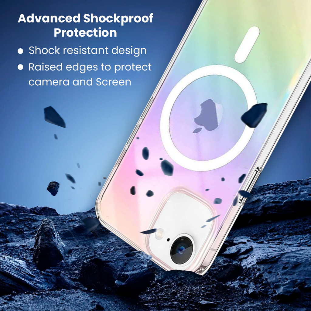 Entronix [Magnetic] Case Compatible with iPhone 16E - Holo Rainbow Clear