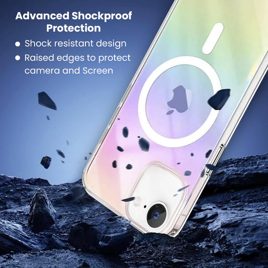 Entronix [Magnetic] Case Compatible with iPhone 16E - Holo Rainbow Clear - Entronix