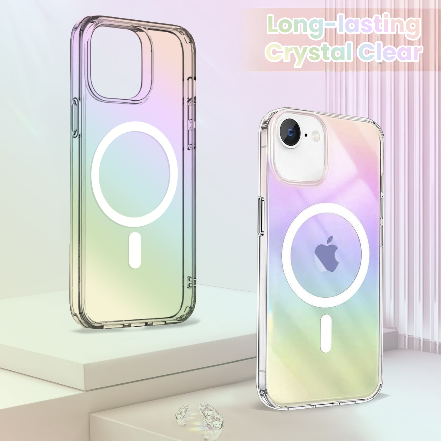 Entronix [Magnetic] Case Compatible with iPhone 16E - Holo Rainbow Clear - Entronix