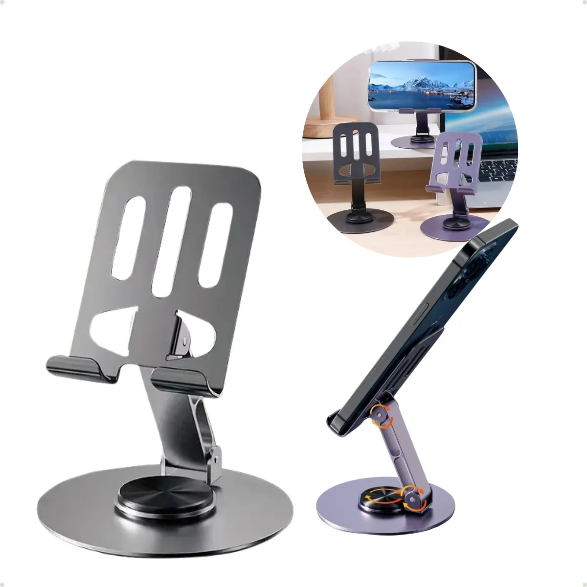 Entronix Adjustable Desktop Phone Stand - Metal Table Phone Holder - Entronix