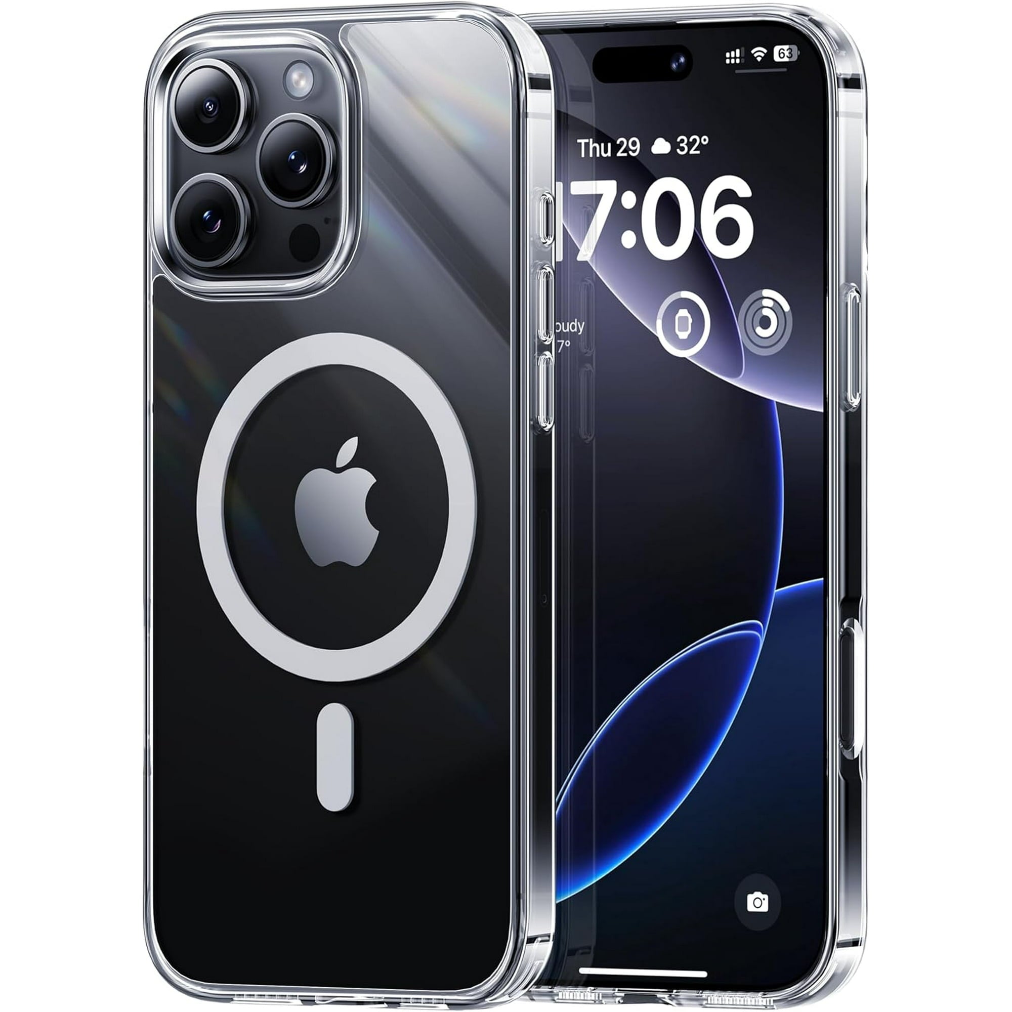 Entronix [Magnetic] Case Compatible with iPhone 15 Pro - [Hard Back] Slim Clear