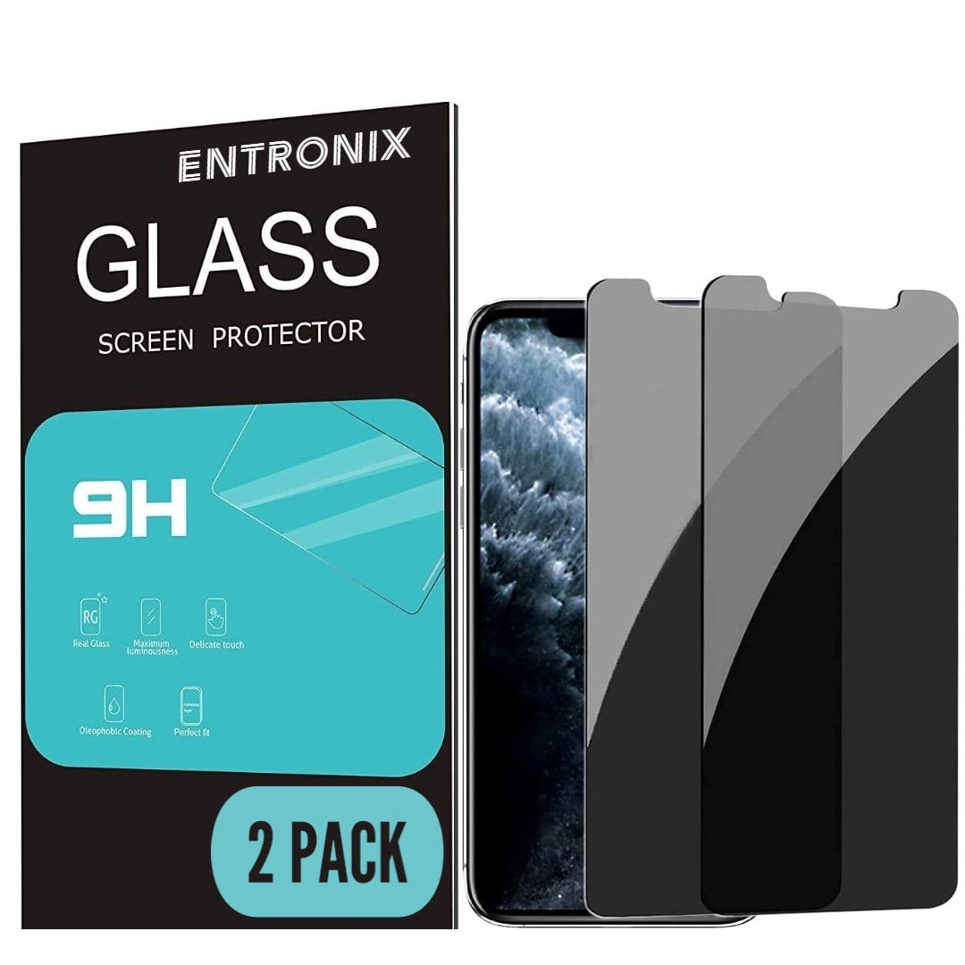 Entronix Anti-Spy Privacy Screen Protector Compatible with iPhone 11 - 2-Piece Combo
