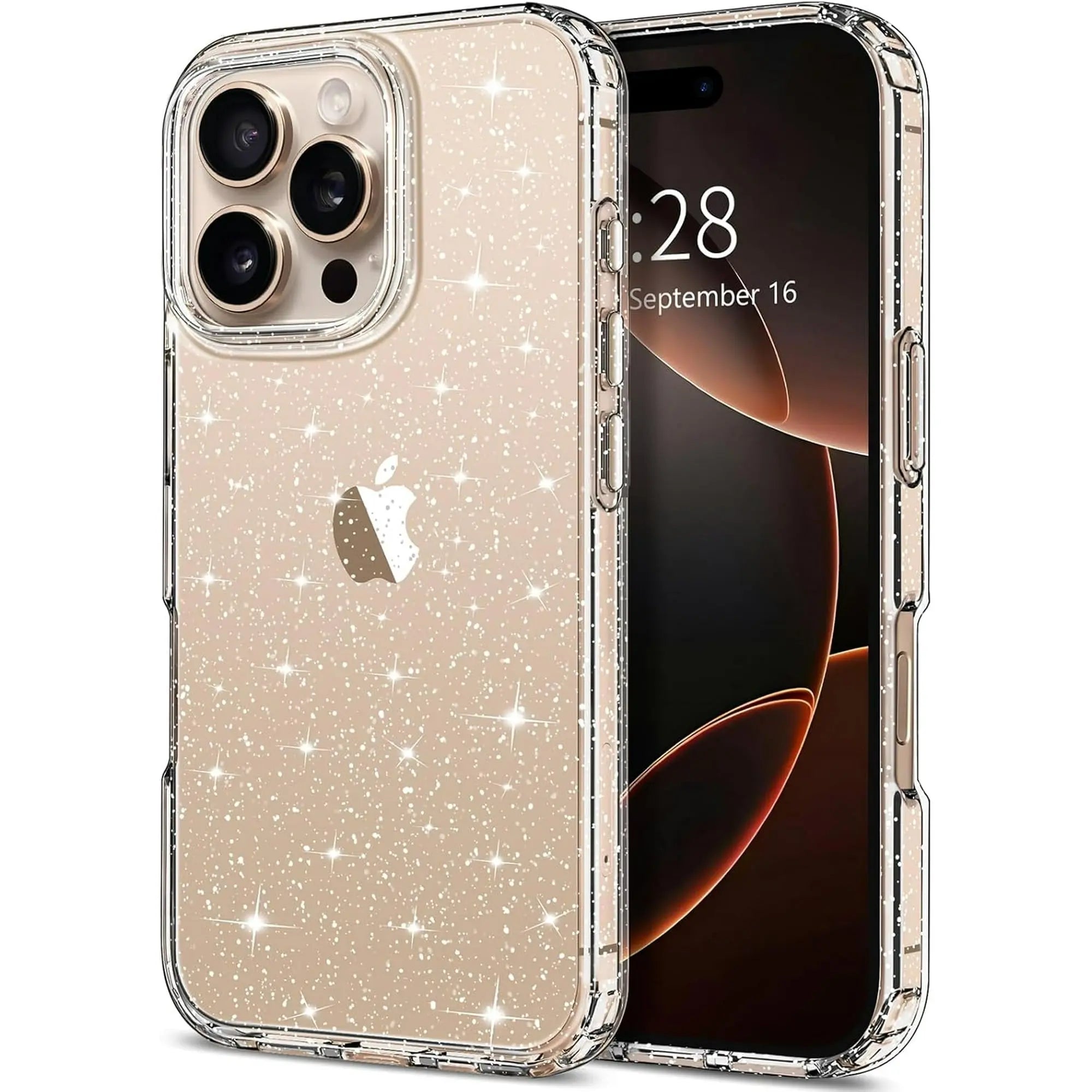 Entronix Case Compatible with iPhone 16 Pro Max - [Hard Back] Glitter Clear - Entronix