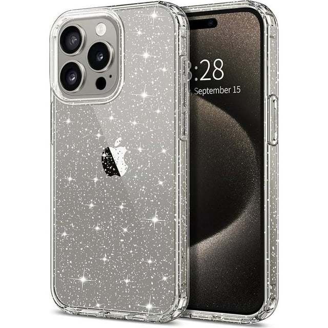 Entronix [Magnetic] Case Compatible with iPhone 15 Pro Max - [Hard Back] Glitter Clear