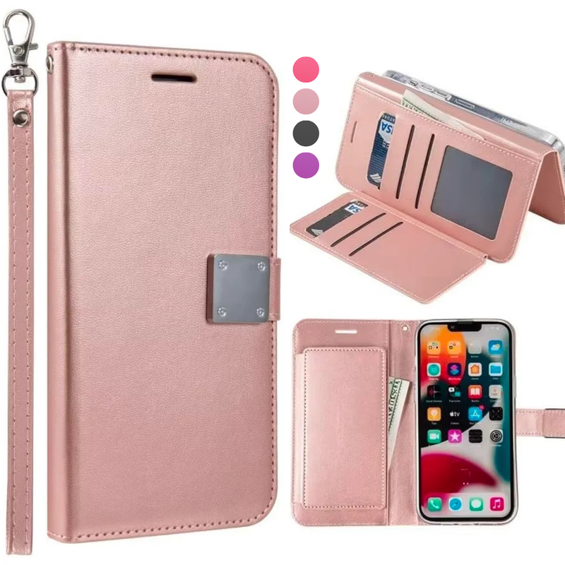 Entronix Case Compatible with iPhone 17 - Foldable Leather Wallet, Card Holder & Lanyard - Entronix