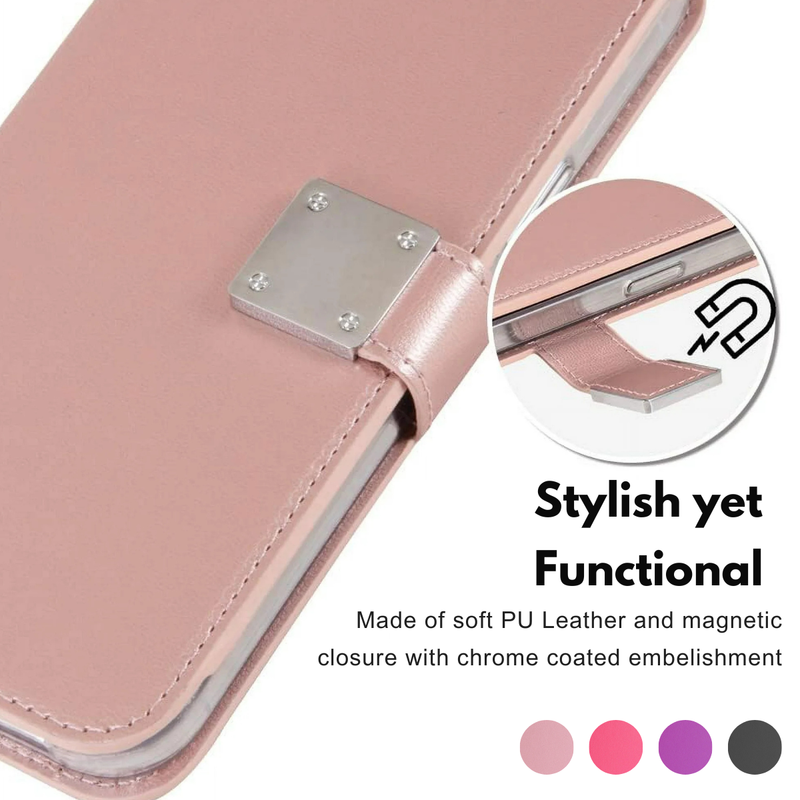Entronix Case Compatible with iPhone 17 - Foldable Leather Wallet, Card Holder & Lanyard - Entronix
