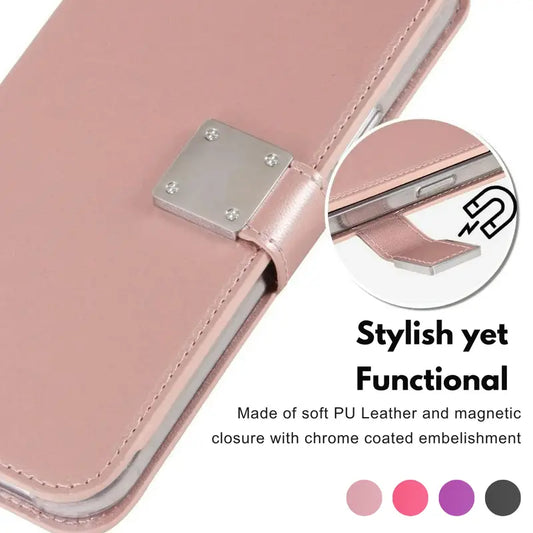 Entronix Case Compatible with iPhone 17 - Foldable Leather Wallet, Card Holder & Lanyard - Entronix