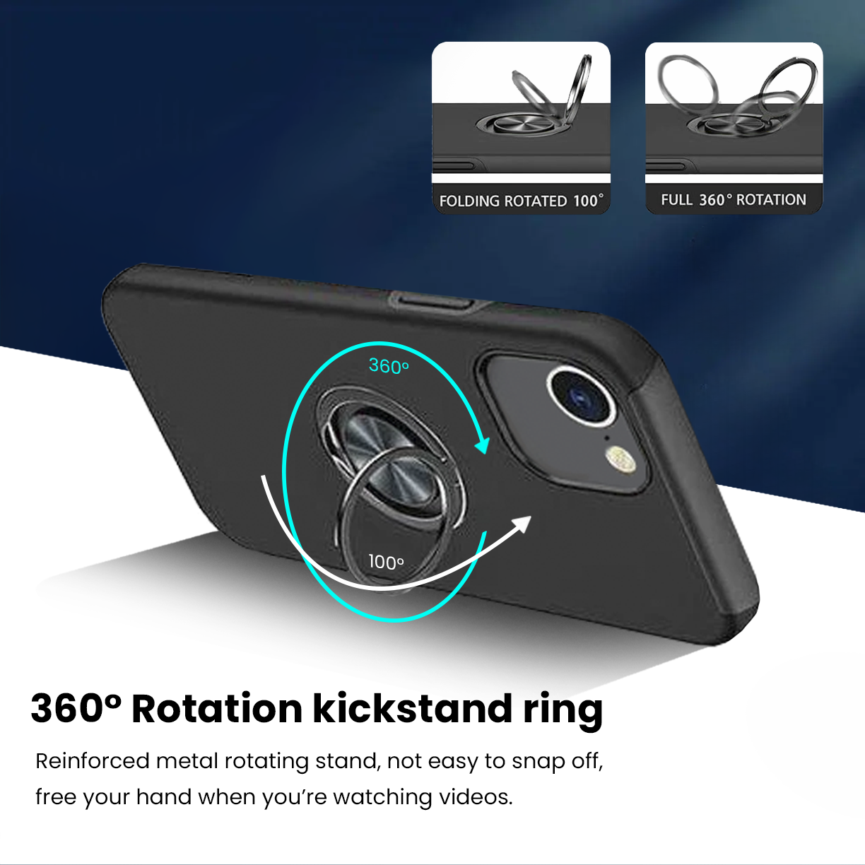 Entronix Case Compatible with iPhone 16E - 360º Circular Ring Gripstand - Entronix