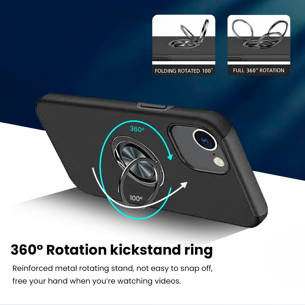 Entronix Case Compatible with iPhone 16E - 360º Circular Ring Gripstand