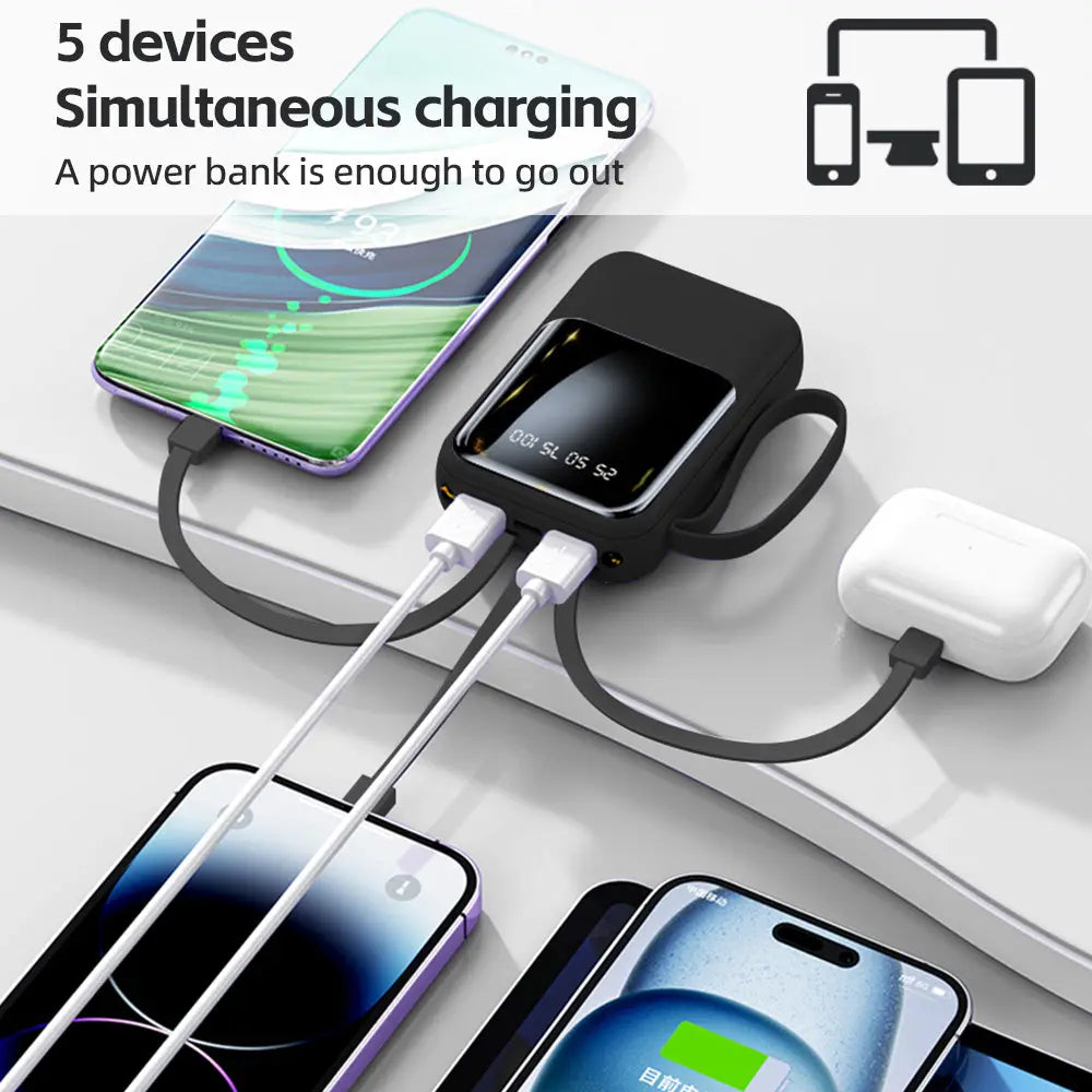 Entronix [3-in-1] Power Bank - 6000 mAh Built-in Cables USB-C/iPhone/Android - Entronix