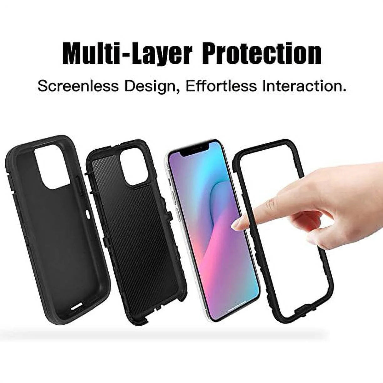 Entronix Heavy Duty Case for Apple iPhone 12 - Triple Layer Bumper Cover, Protective Smartphone Accessories - Entronix