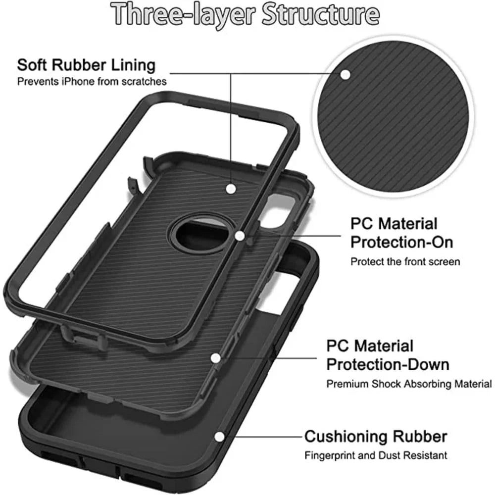Entronix Heavy Duty Case for Apple iPhone X - Triple Layer Bumper Cover, Protective Smartphone Accessories - Entronix