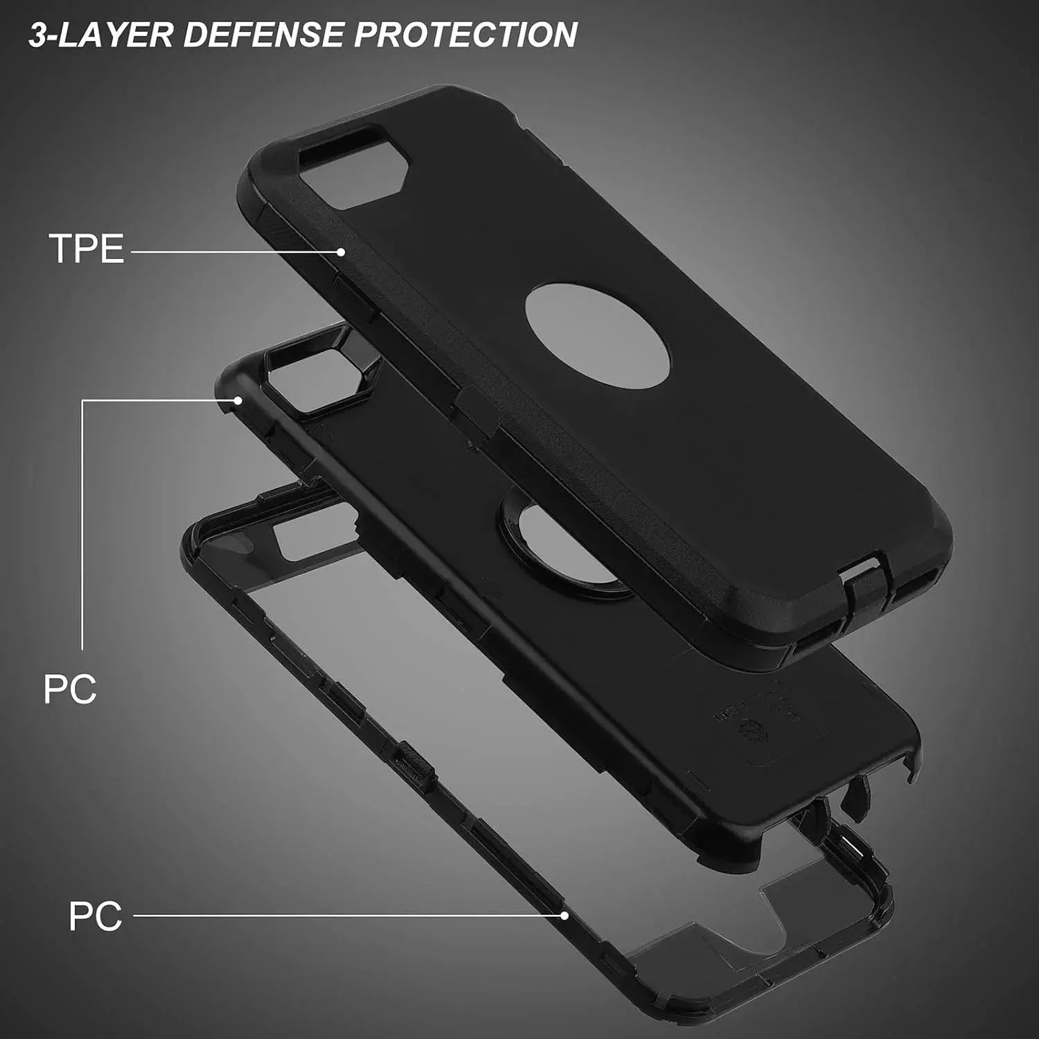 Entronix Heavy Duty Case for Apple iPhone 8 - Triple Layer Bumper Cover, Protective Smartphone Accessories - Entronix