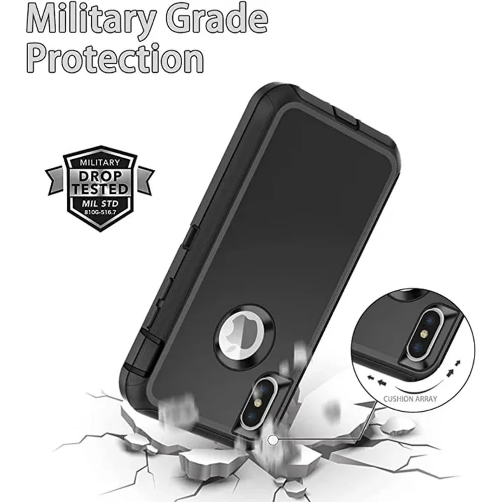 Entronix Heavy Duty Case for Apple iPhone X - Triple Layer Bumper Cover, Protective Smartphone Accessories - Entronix