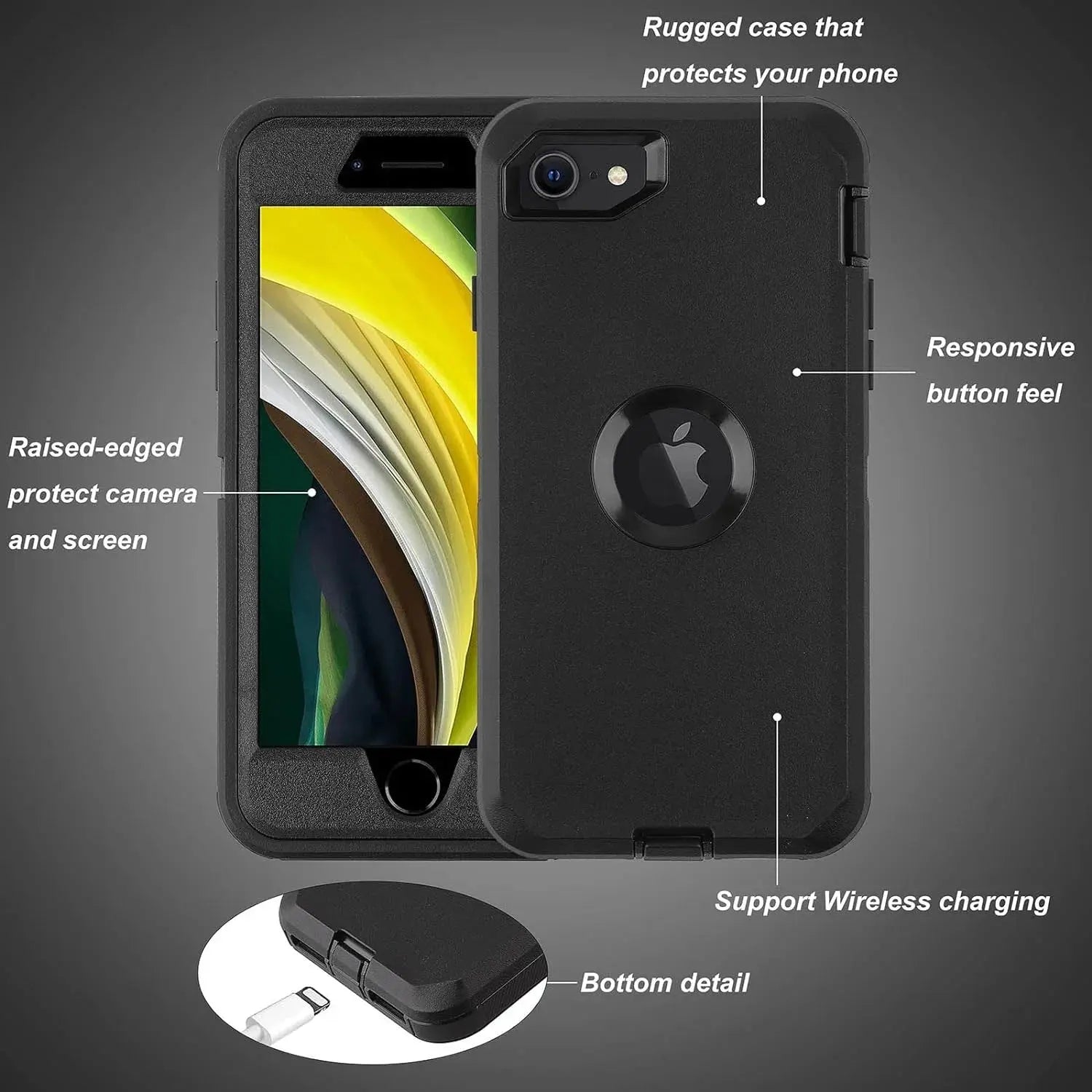 Entronix Heavy Duty Case for Apple iPhone 8 - Triple Layer Bumper Cover, Protective Smartphone Accessories - Entronix