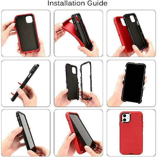 Entronix Heavy Duty Case for Apple iPhone 12 - Triple Layer Bumper Cover, Protective Smartphone Accessories - Entronix