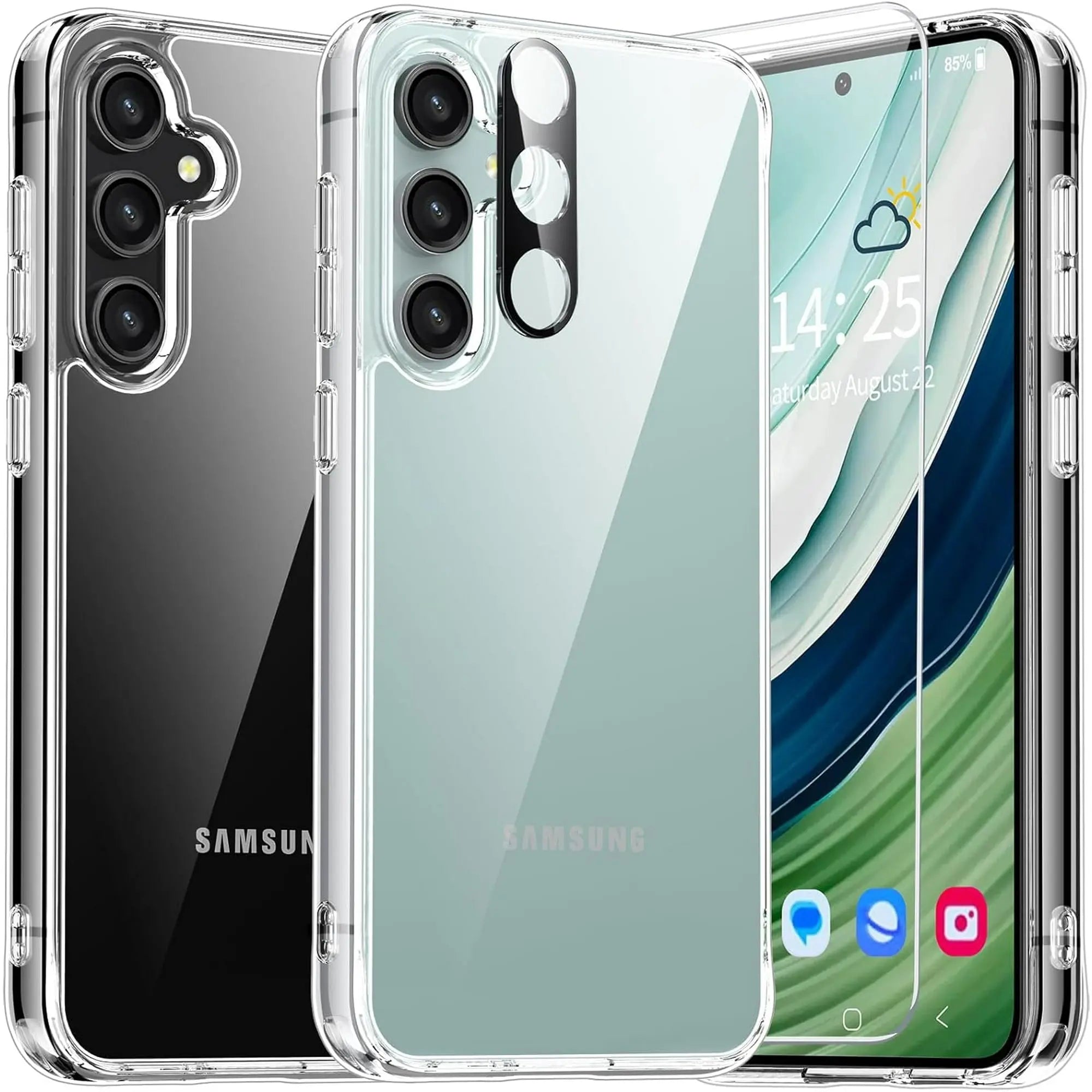 Entronix Bundle Compatible with Galaxy S25 Plus - [Hard] Clear Case, 1 Clear Clear Screen Protector & 1 Camera Lens Protector - Entronix