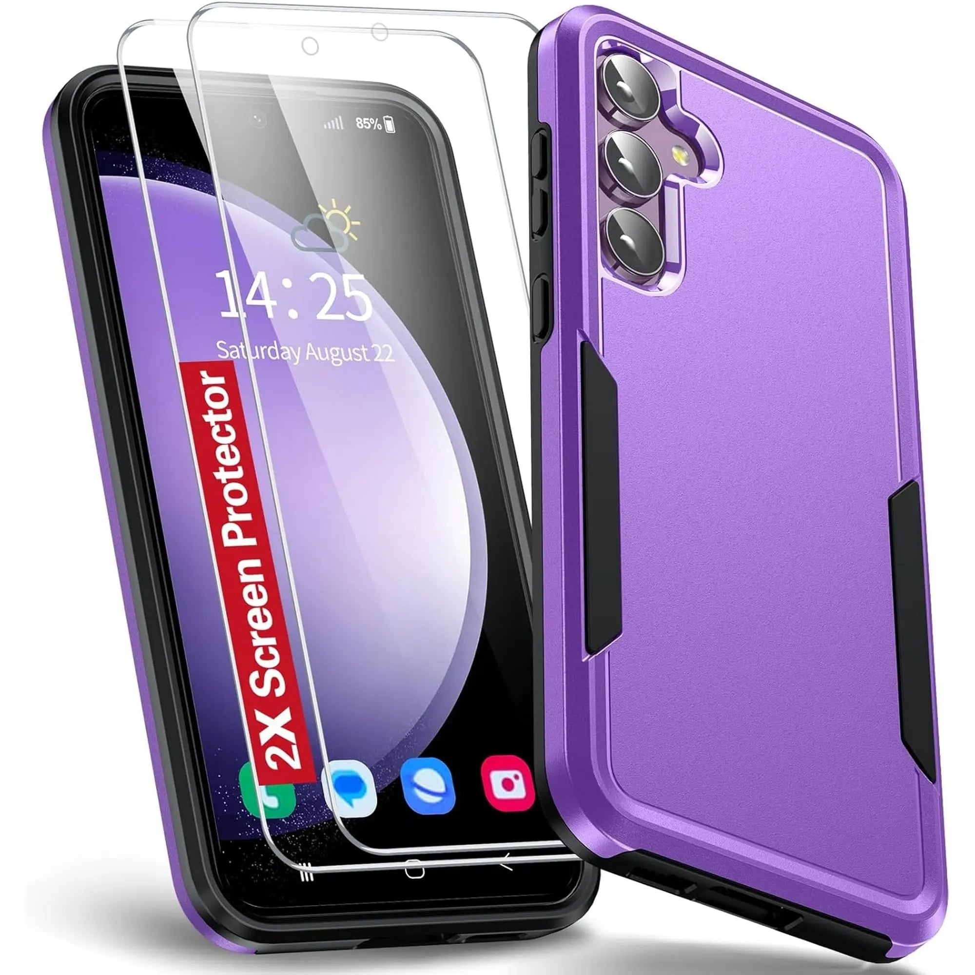 Entronix Bundle Compatible with Galaxy S25 - Soft-Touch Dual-Layer Case & 2 Clear Screen Protectors - Entronix