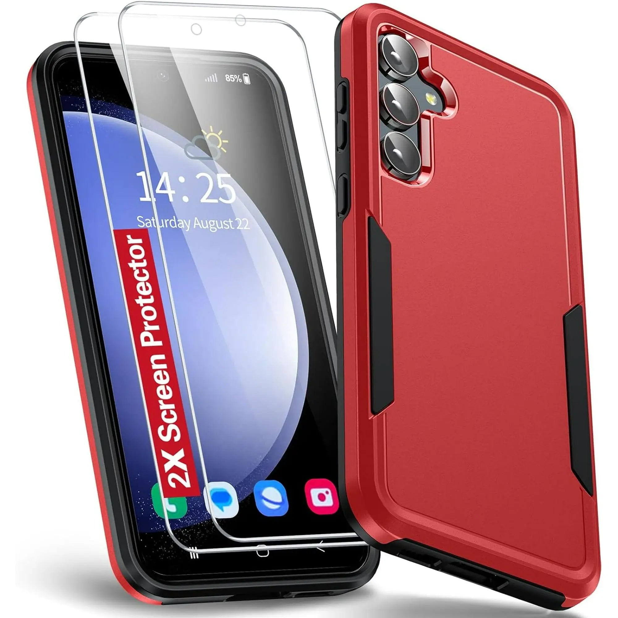 Entronix Bundle Compatible with Galaxy S25 Plus - Soft-Touch Dual-Layer Case & 2 Clear Screen Protectors - Entronix